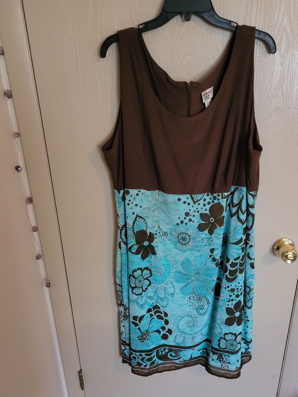 Dorby Womens Vintage Y2K Beach Vacation 90s Floral Midi Dress Brown/Blue 24W